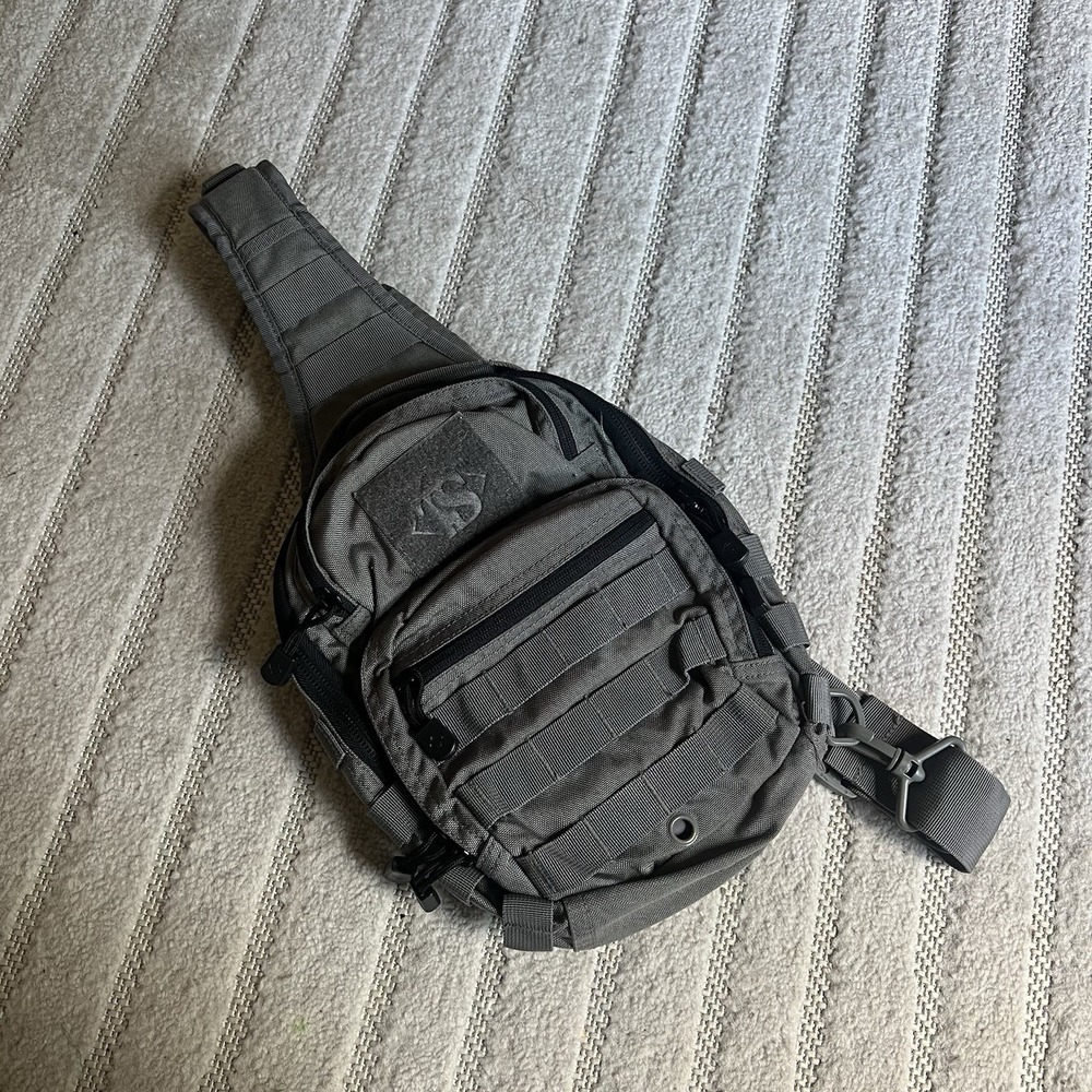 TRU-SPEC Trek Sling Bag Grey Nylon CCW Tactical EDC Compact Gear Utility outdoor